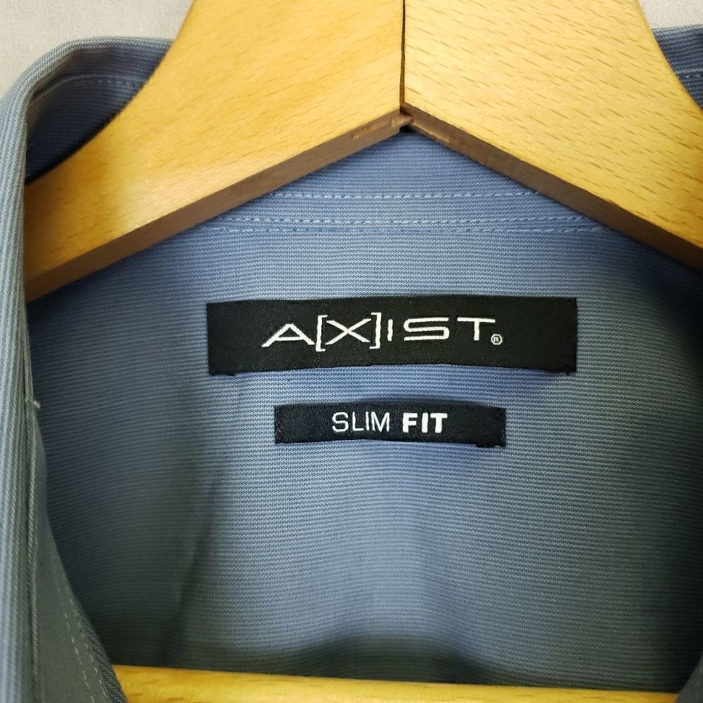Axist blue slim fit short sleeve buttondown shirt - Picture 4 of 6